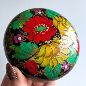 Hand-Painted Petrykivka Dish: Authentic Ukrainian Folk Art in Vintage Style