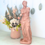 Vintage Aphrodite Venus Goddess Statue - Glossy Blush Pink Ceramic